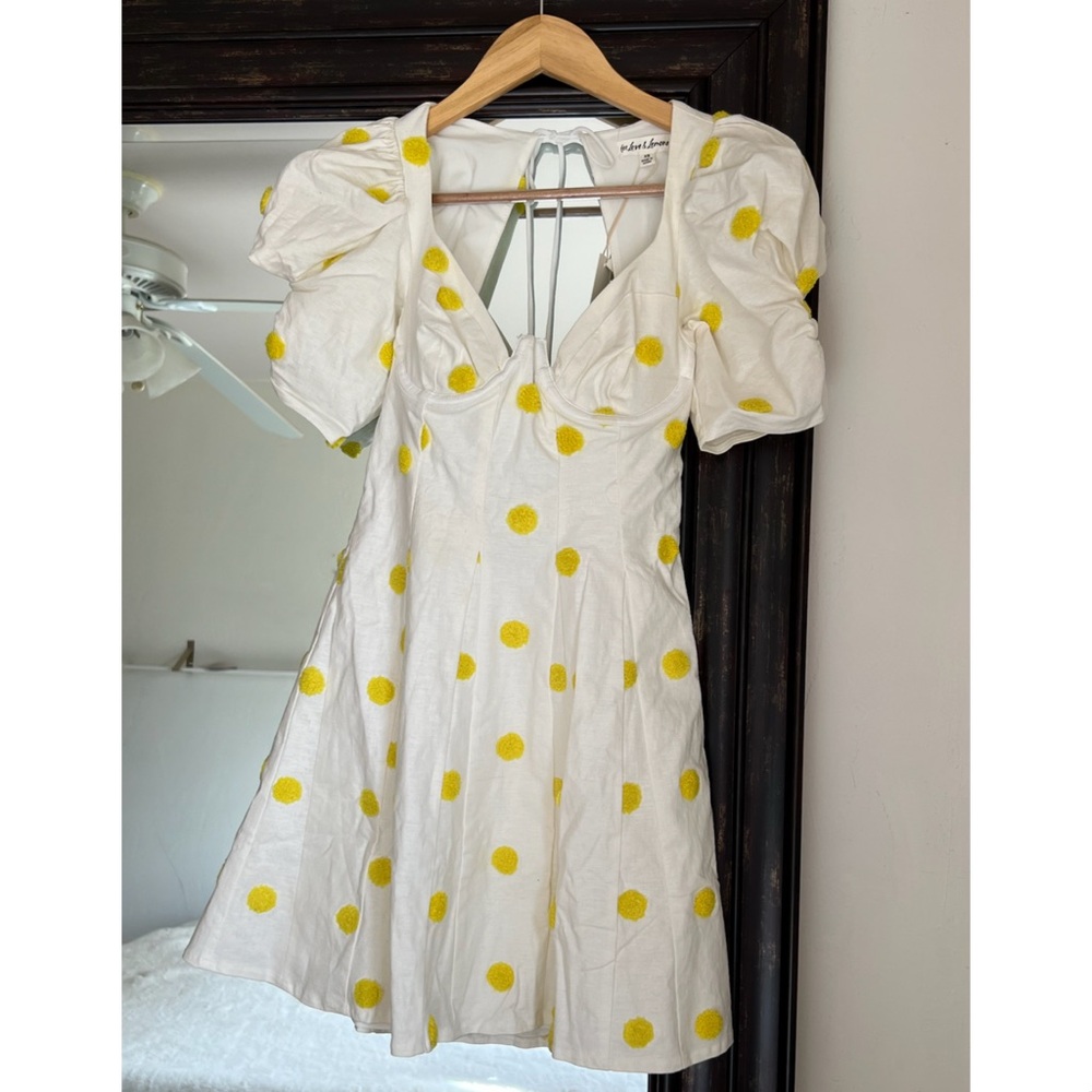 For Love Lemons Claude Yellow Polka Dot Dress NEW - Picture 3 of 3
